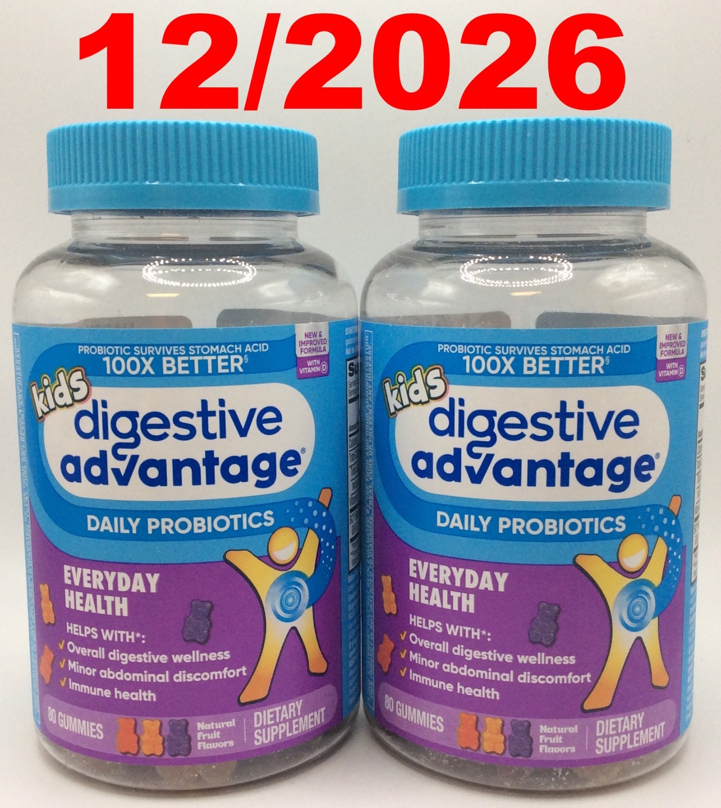 Digestive Advantage Daily Probiotic Gummy for Kids, Fruit Flavor, 160 Gummies