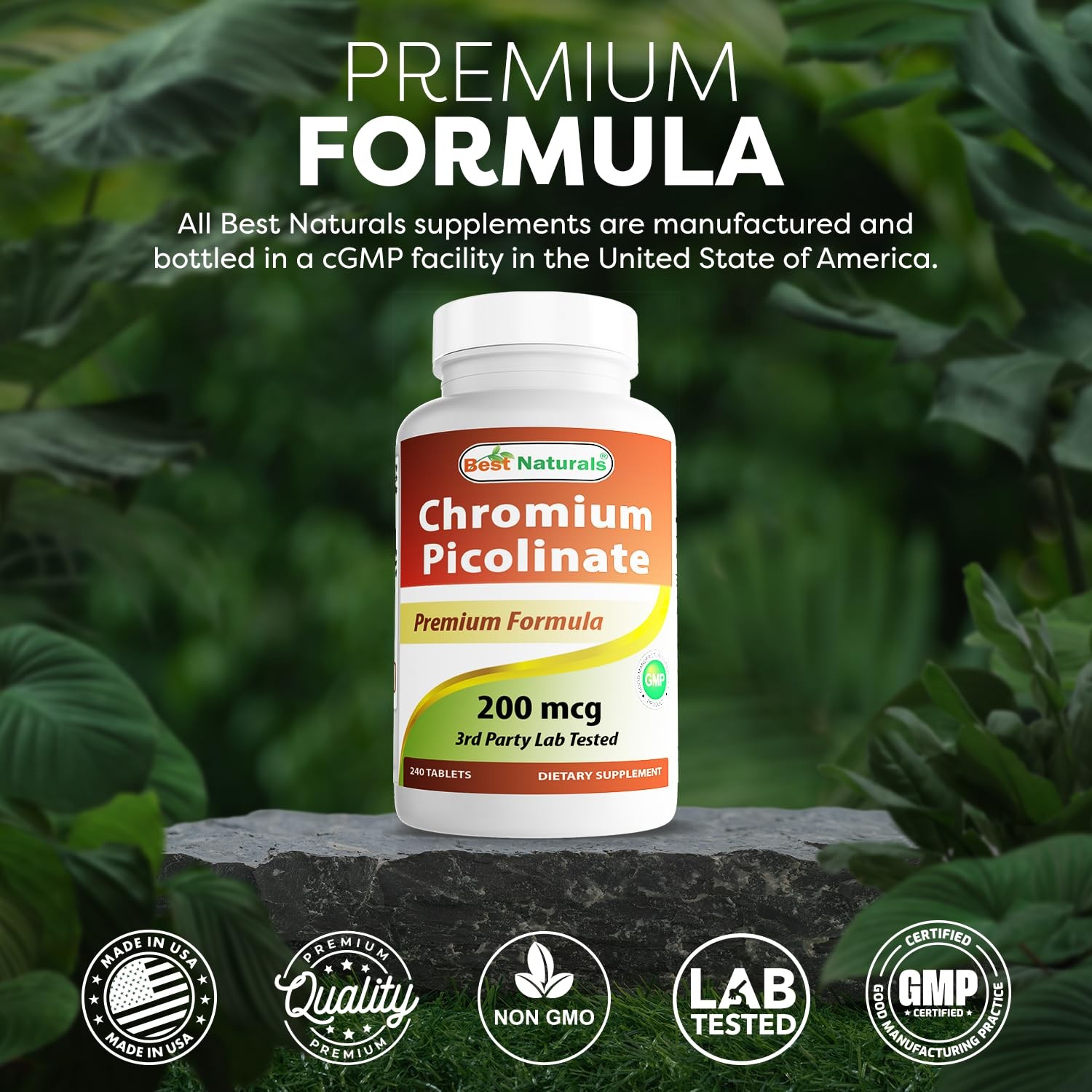 Best Naturals Chromium Picolinate Tablet, 200 240 Count (Pack of 1), No Color