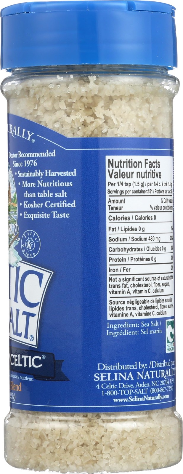 Light Grey Celtic Sea Salt Shaker – Easy to Use, Large 8 Ounce (Pack of 1)