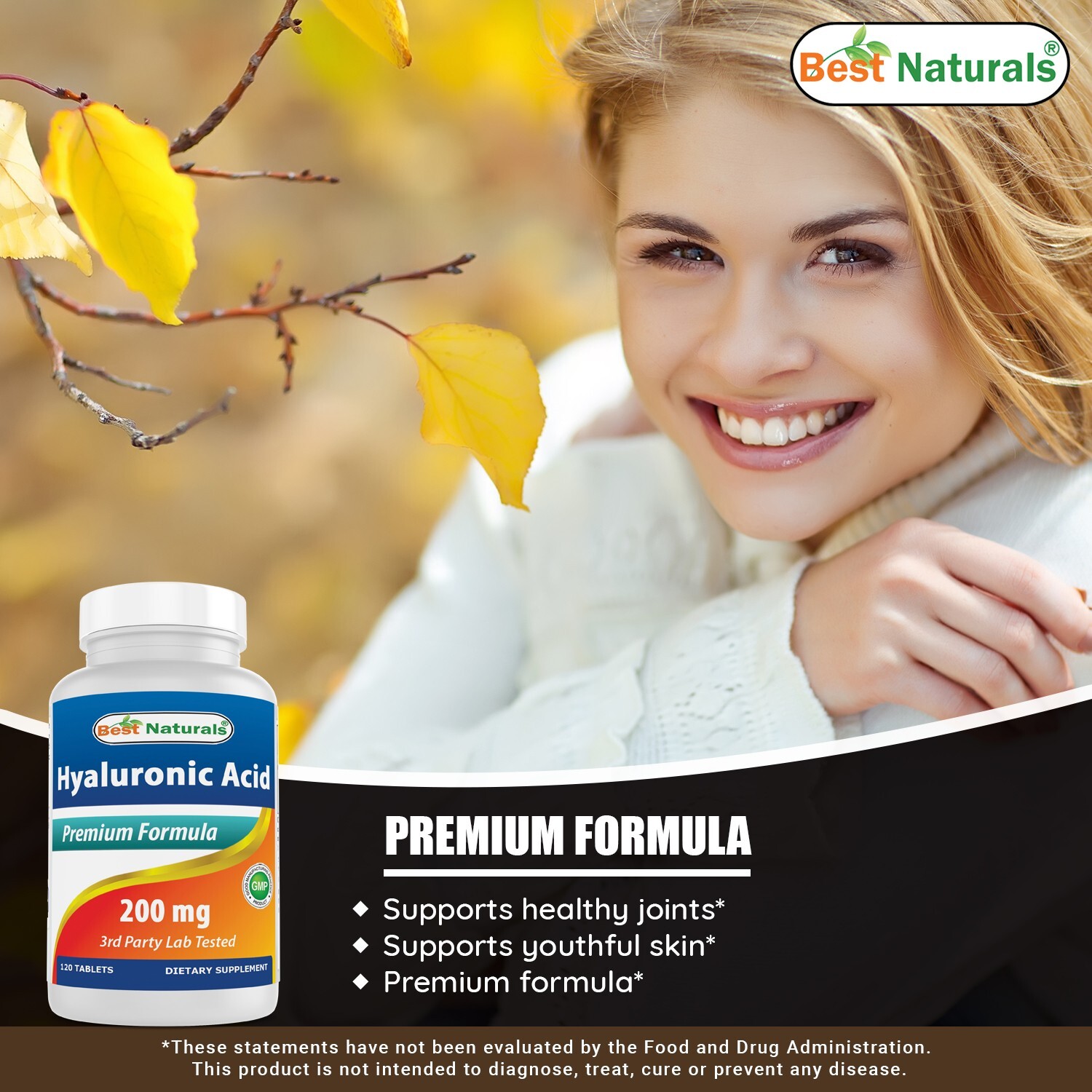Best Naturals Hyaluronic Acid 200 mg 120 Tablets