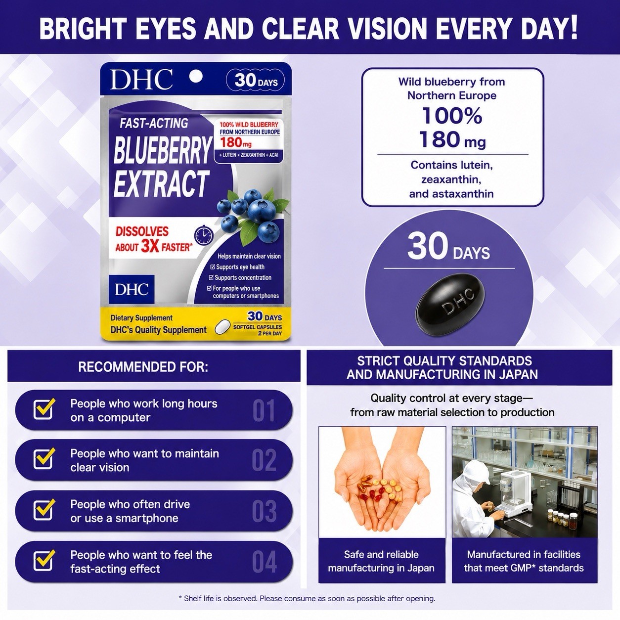 DHC Fast-Acting Blueberry 30Days×2Pack-Eye Support supplement
