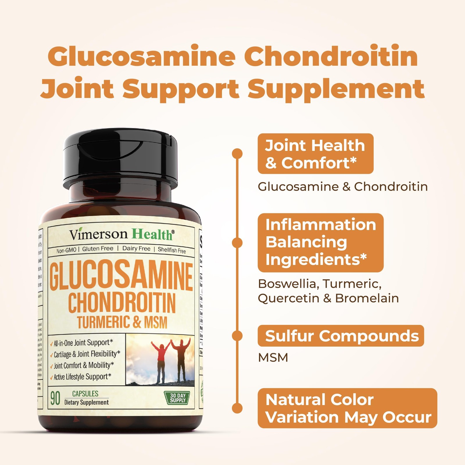 Glucosamine Chondroitin Msm And Turmeric Supplement – 90 capsules