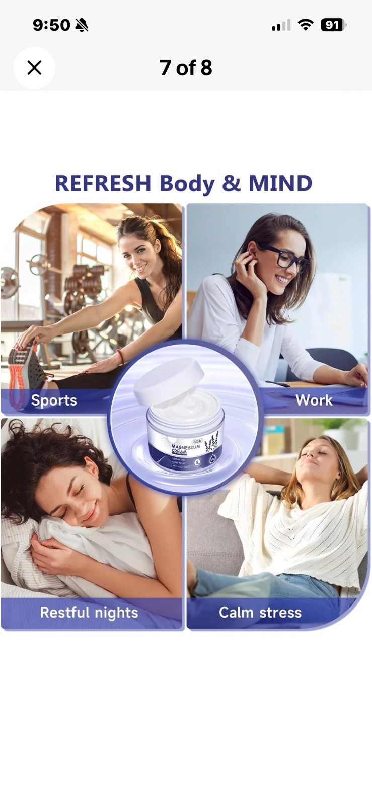 GBN Magnesium Cream for Sleep – Natural Relaxation 4.2 Fl Oz (Pack of 1)