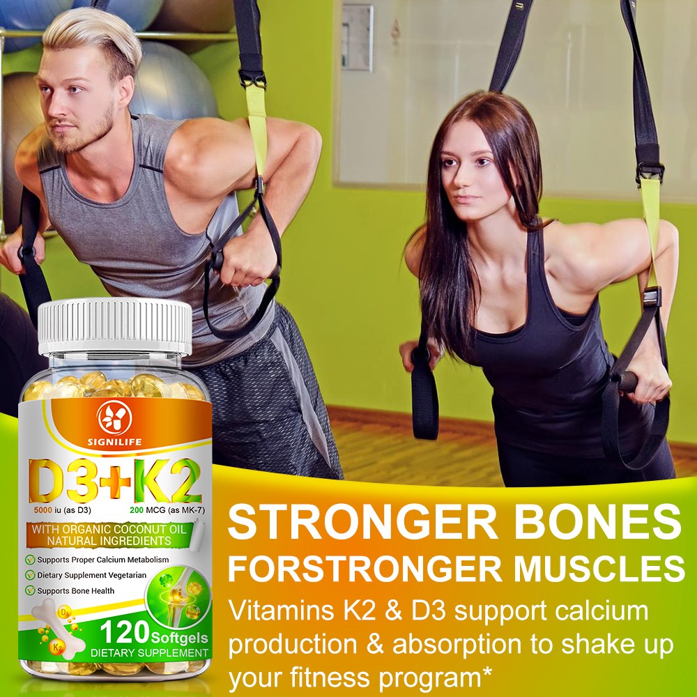 Vitamin D3 + K2 Gummies 60/120 ct for Bone Heart & Immune System Support
