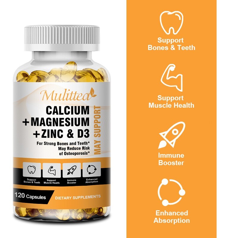Magnesium Zinc Vitamin D3 Calcium 1000MG Complex (60/120 Caps)-High Absorption
