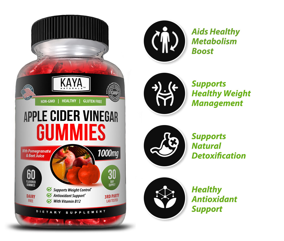 (3 Pack) Apple Cider Vinegar Gummies, Fast Weight Loss Cleanse – Compare to Goli