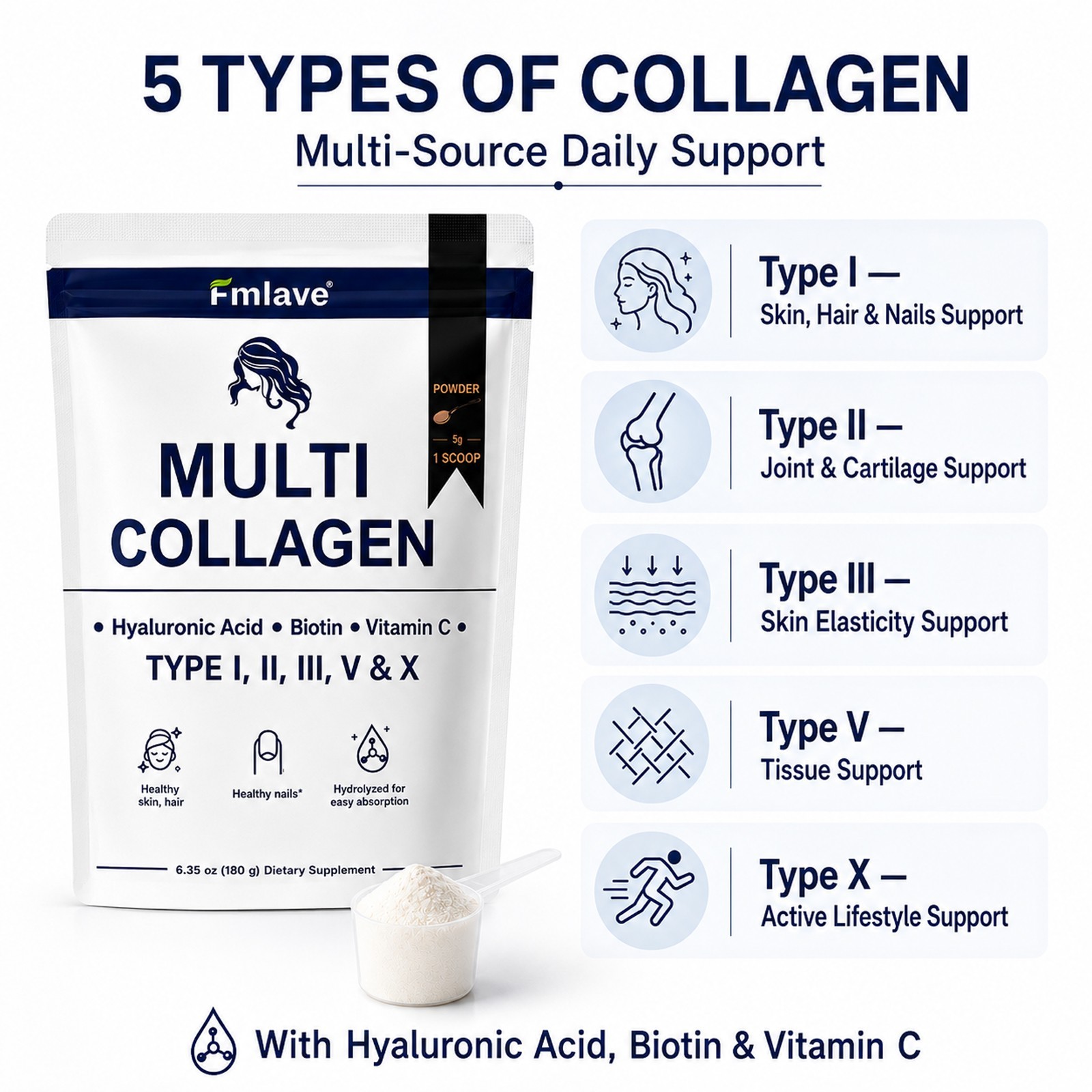 4x Multi Collagen Powder 1500mg – with Biotin Hyaluronic Acid Vit C 144 Servings