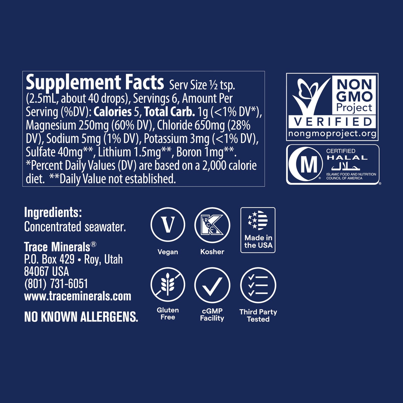 ConcenTrace Trace Mineral Drops Ionic Magnesium Potassium Keto Vegan 6 Servings