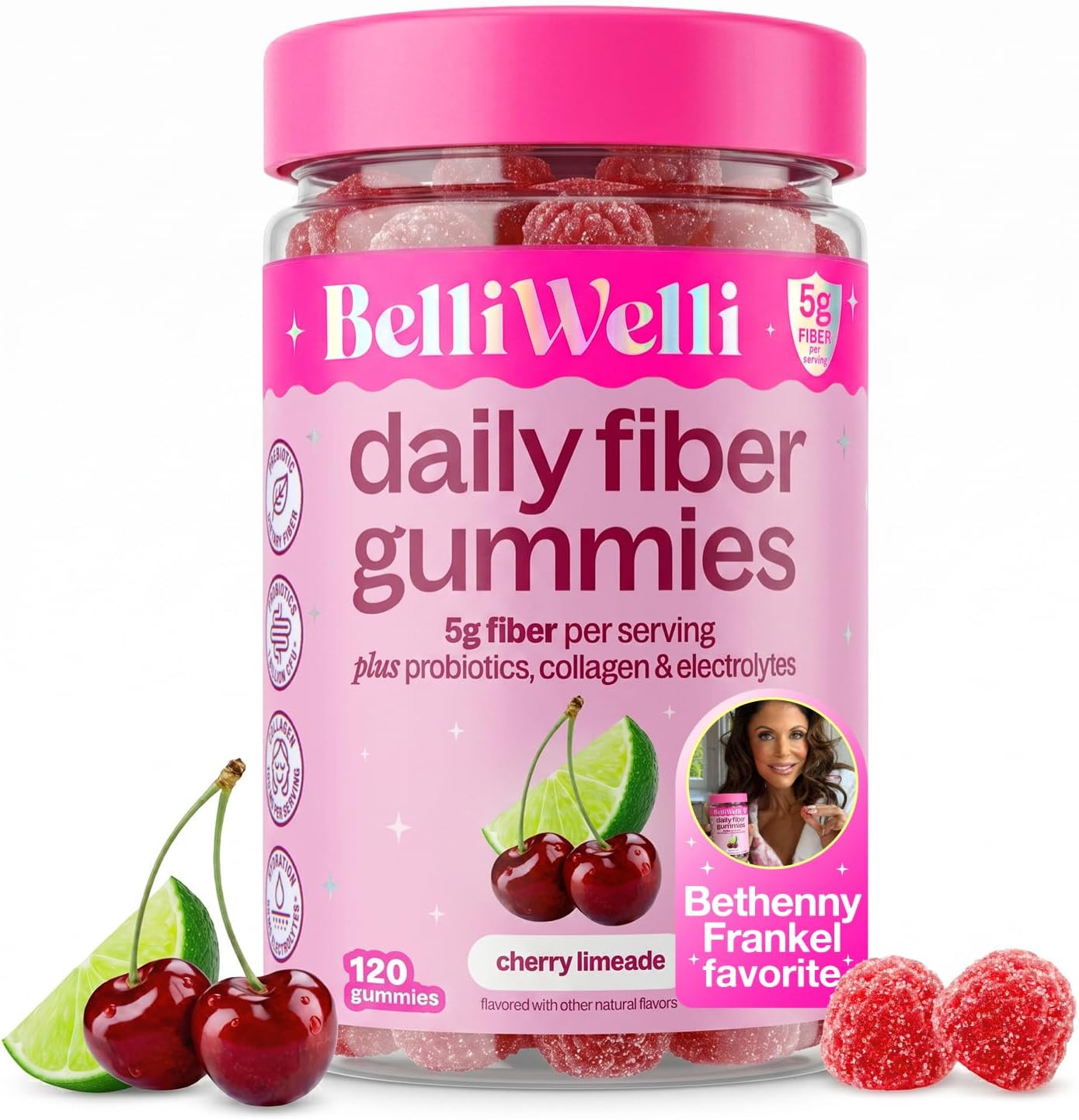 Belli Welli Fiber 4-in-1 Fiber Gummies Supplement with Added Probiotics, Collage