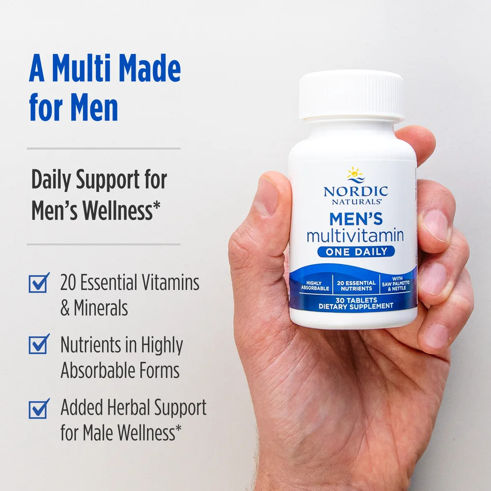 Nordic Naturals Men’s Multivitamin One Daily, Unflavored -30 Tablets