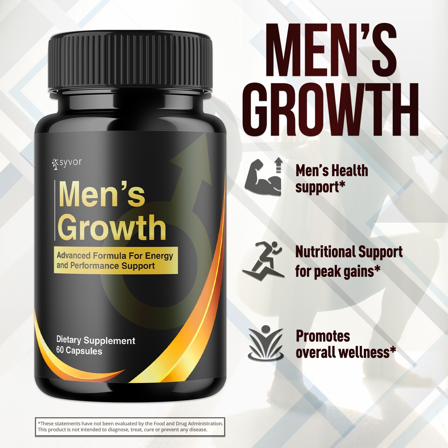 (1 Pack) Men’s Growth Advanced Male Support Supplement Men’sGrowth 60 Capsules