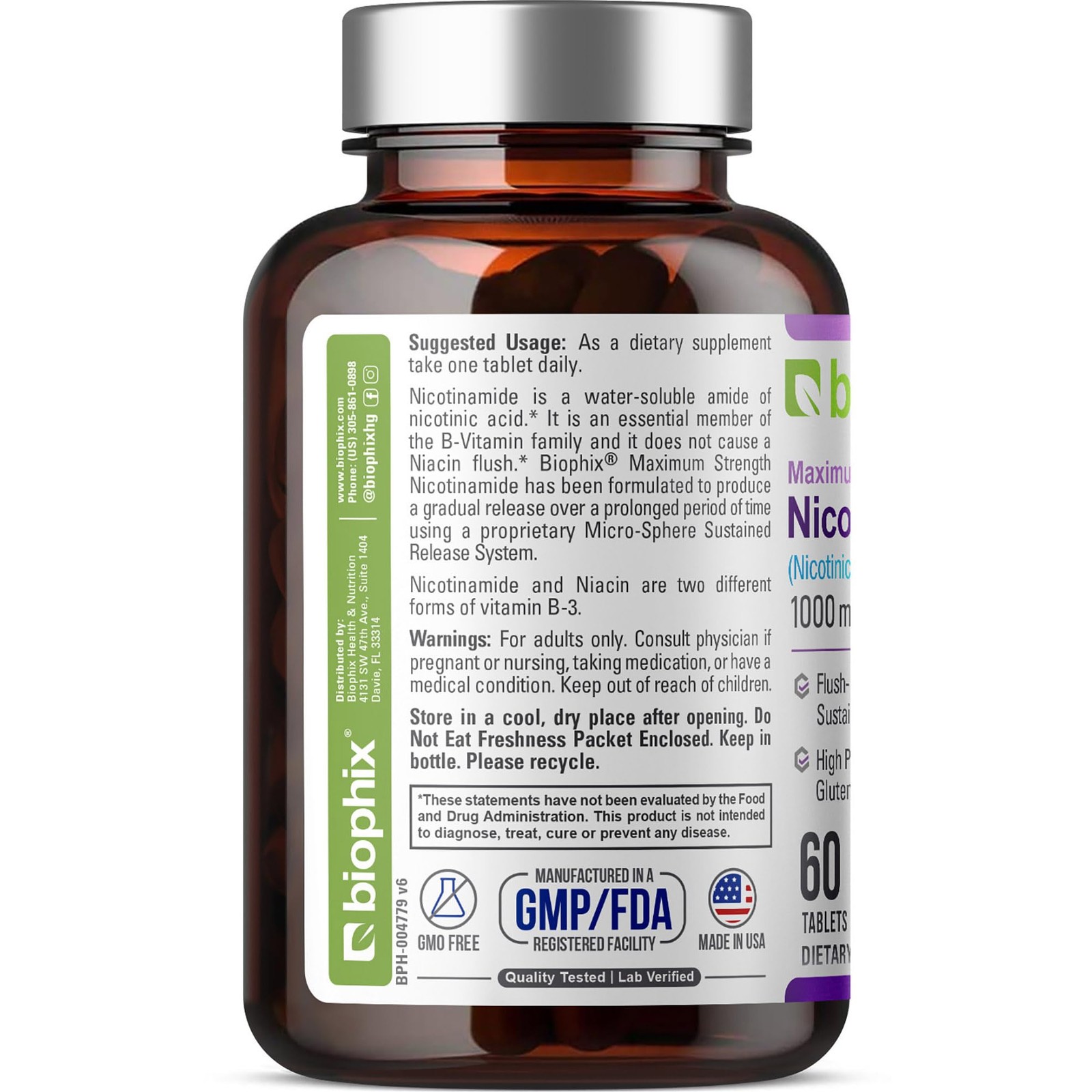 biophix B-3 Nicotinamide 1000 mg 60 Tablets Extra 60 Count (Pack of 1)