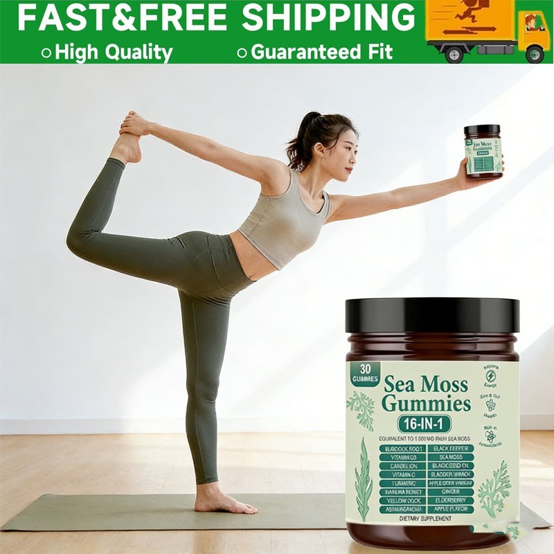 3PCS 16 in 1 Organic Sea Moss Gummy Irishmoss Extract 6000Mg Green Apple Flavor