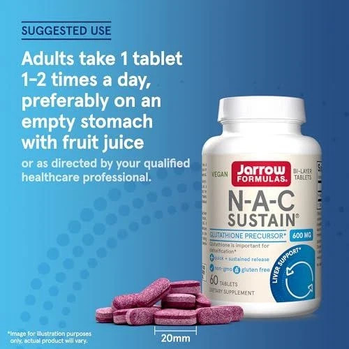 Jarrow Formulas N-A-C Sustain 600 mg, Dietary Supplement, Amino Acid Support for