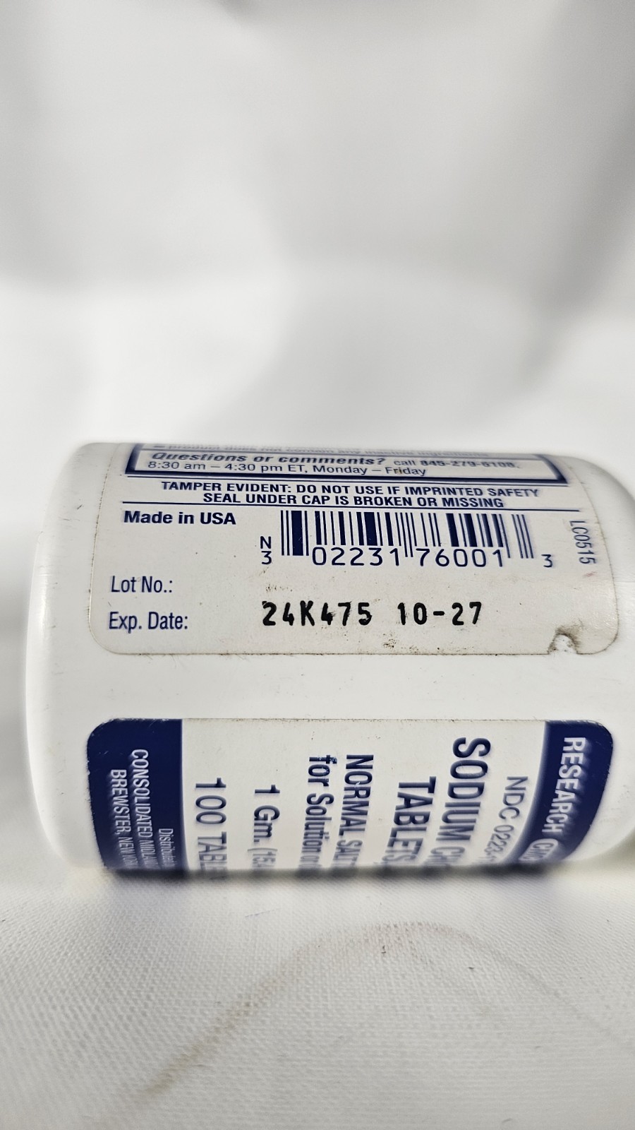 Sodium Chloride Tablets Salt 1 Gm 100ct Exp. 10/2027