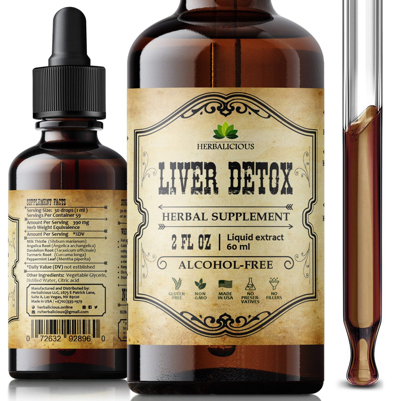 Liver Support Drops Milk Thistle, Dandelion, Turmeric for Liver Cleanse & Detox