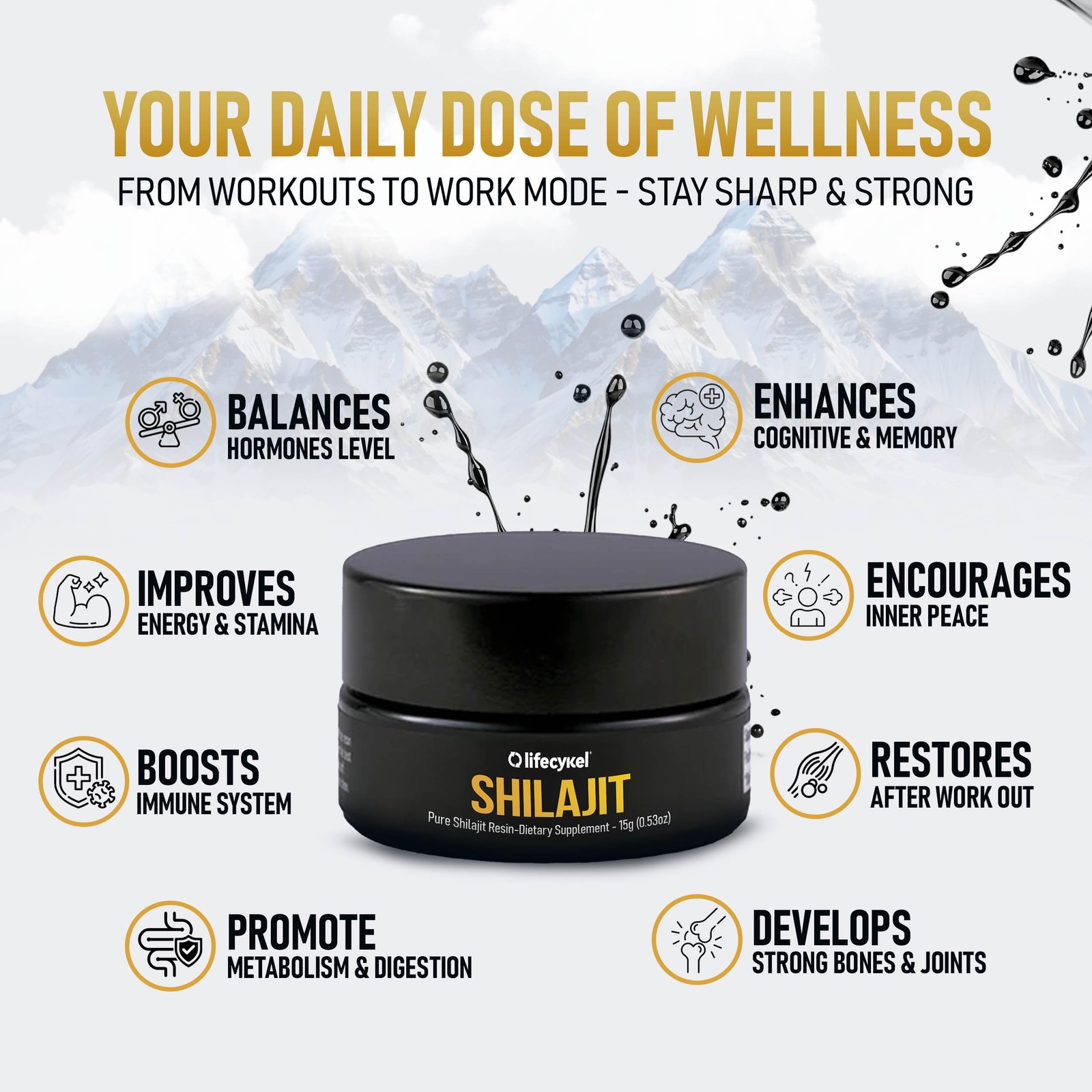Life Cykel Lifecykel Pure Shilajit Resin 15G Wild-Harvested Mineral-Rich