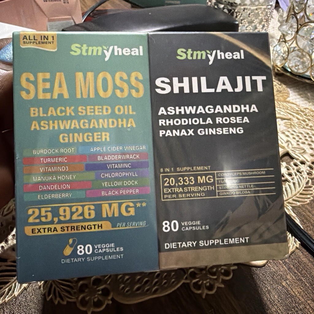 Sea Moss and Shilajit Bundle- Sea Moss,Black Seed Oil, Ashwagandha and Ginger