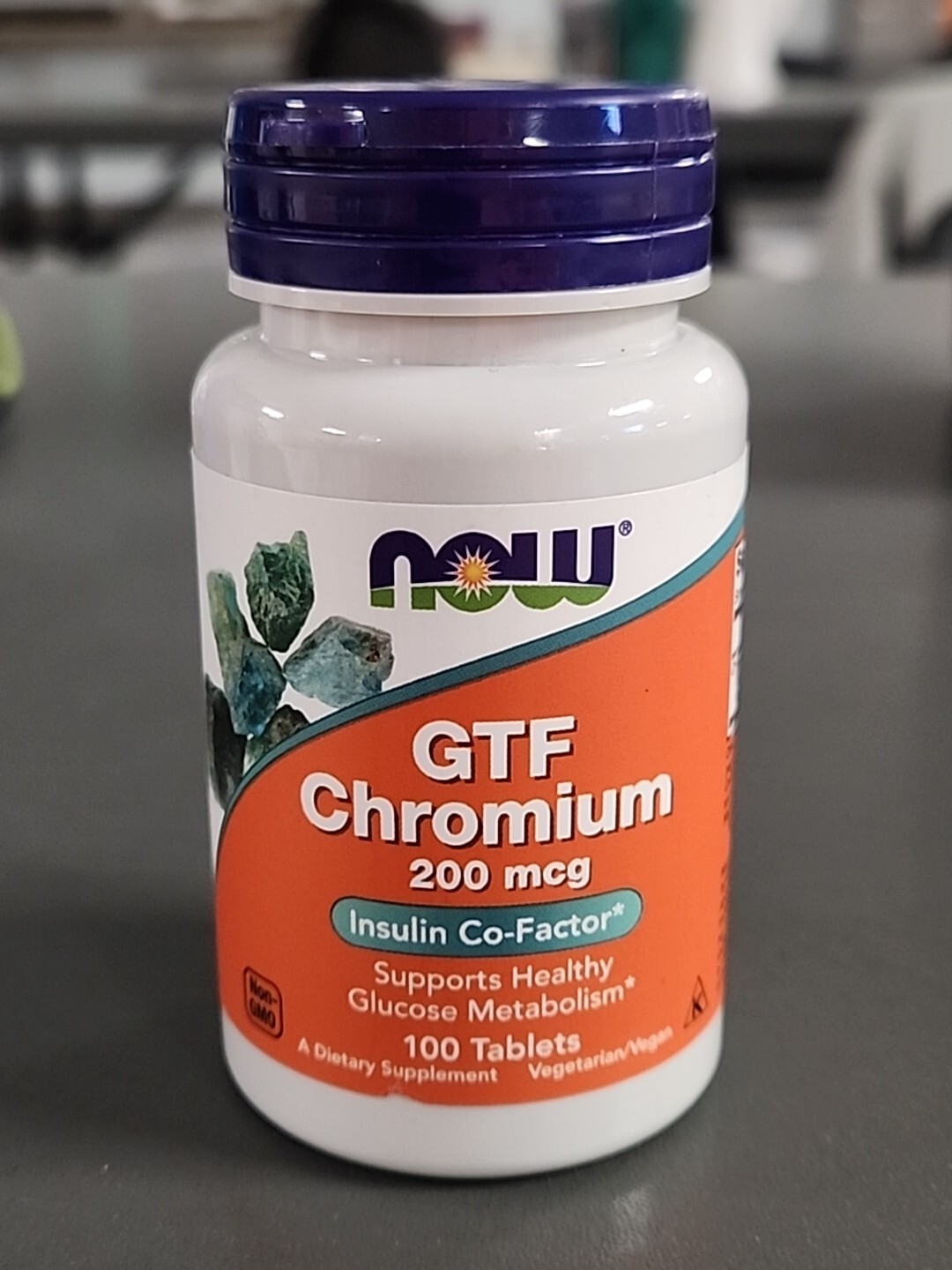 NOW FOODS GTF Chromium 200 mcg Yeast Free – 100 Tablets Exp. 06/2028