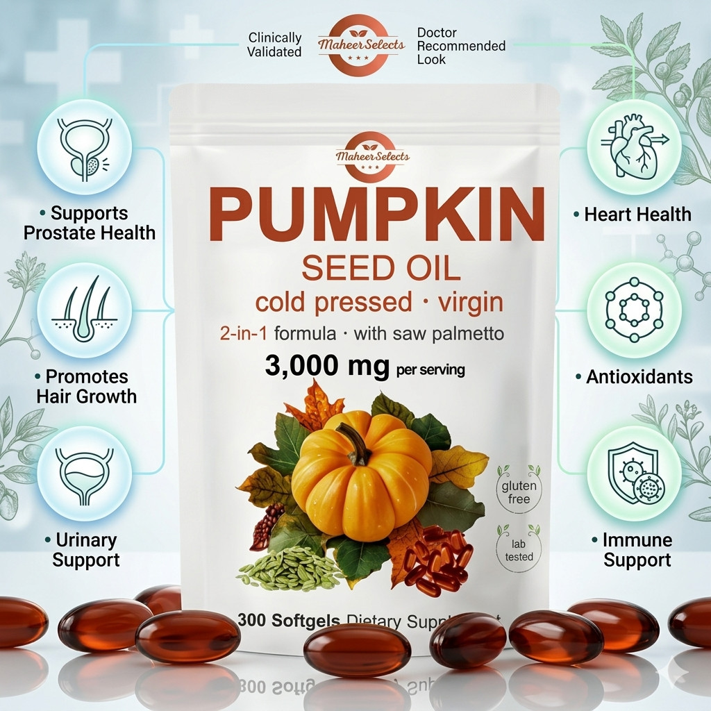 Pumpkin Seed Oil 3000mg Softgels | Cold Pressed Virgin | Saw Palmetto | 300 Coun