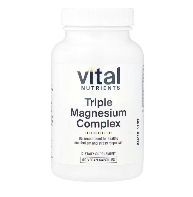 Vital Nutrients, Triple Magnesium Complex, 90 Vegan Capsules, 250 mg per Capsule