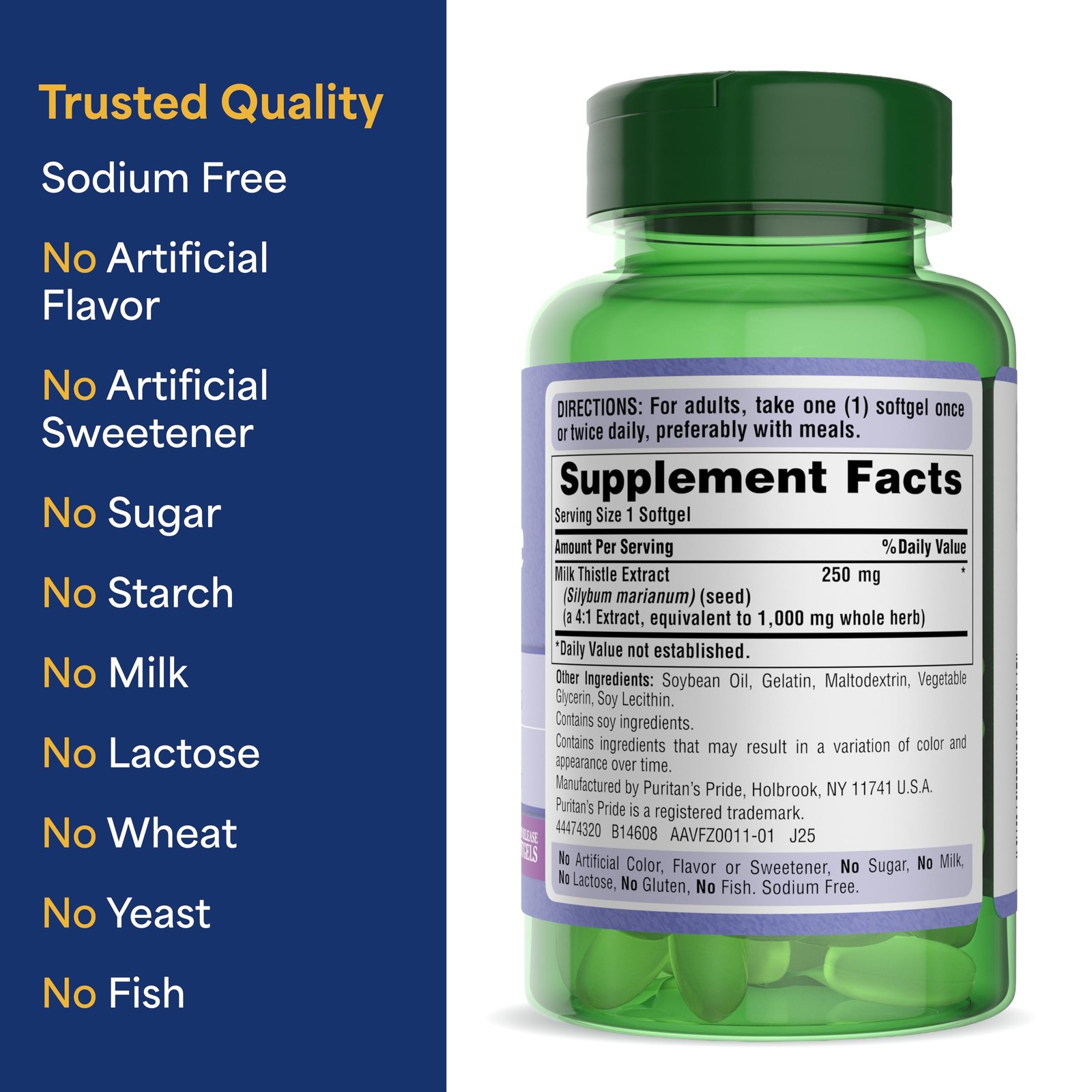 Puritan’s Pride Milk Thistle 4:1 180 Count (Pack of 1),