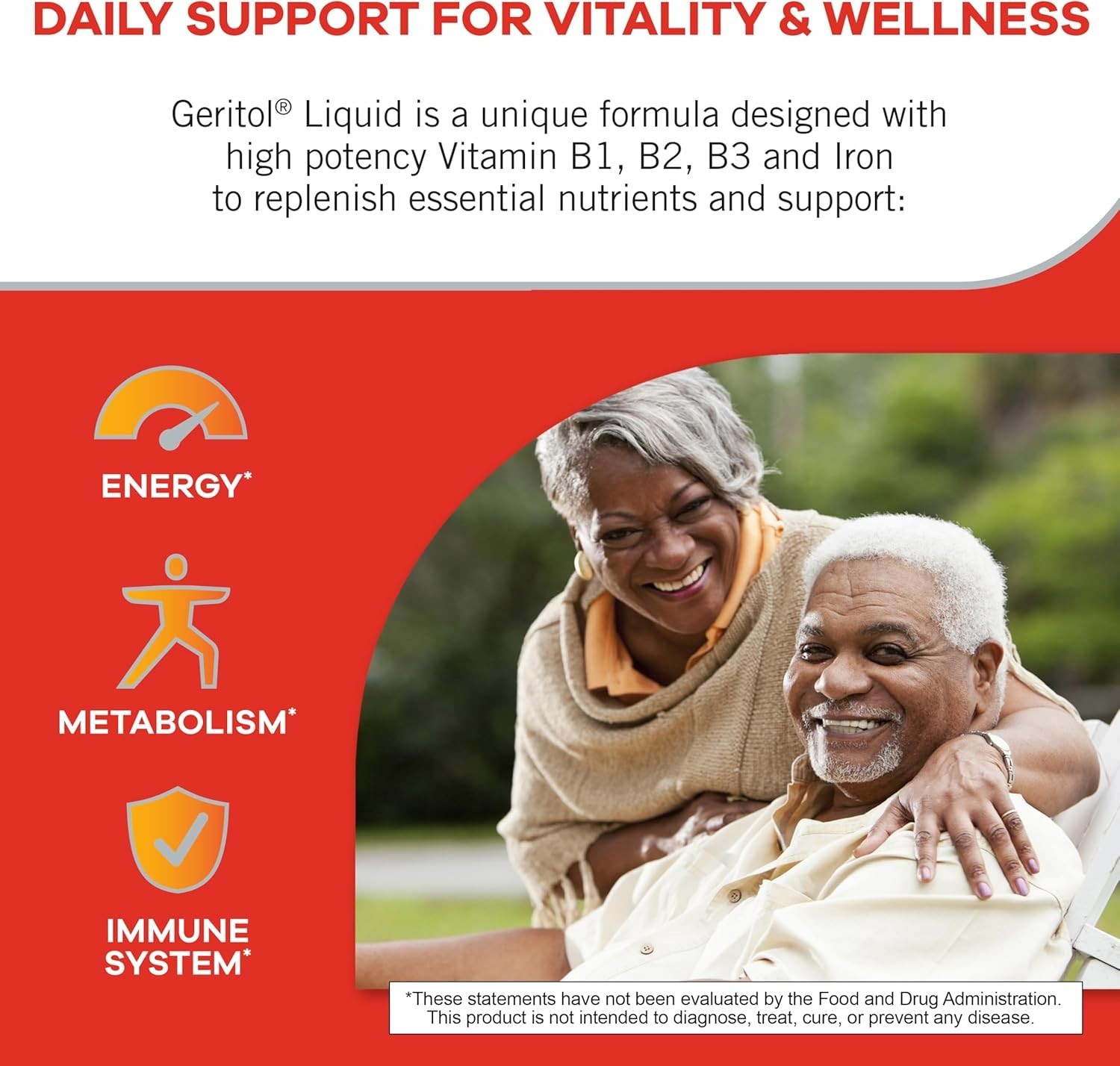 Geritol Liquid Multivitamin and Iron Supplement for Energy Support 12 Fl Oz