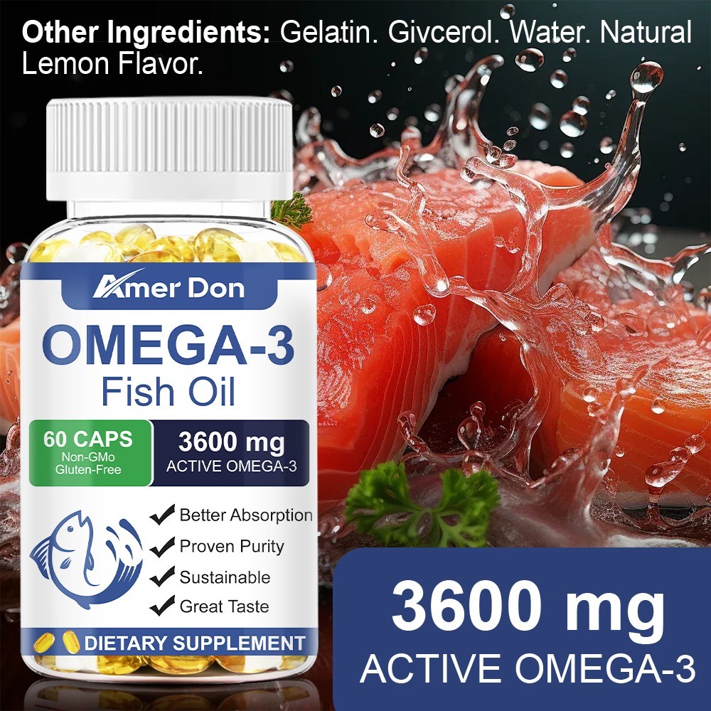 Omega 3 Fish Oil Capsules 3x Strength 3600mg EPA & DHA, Highest Potency