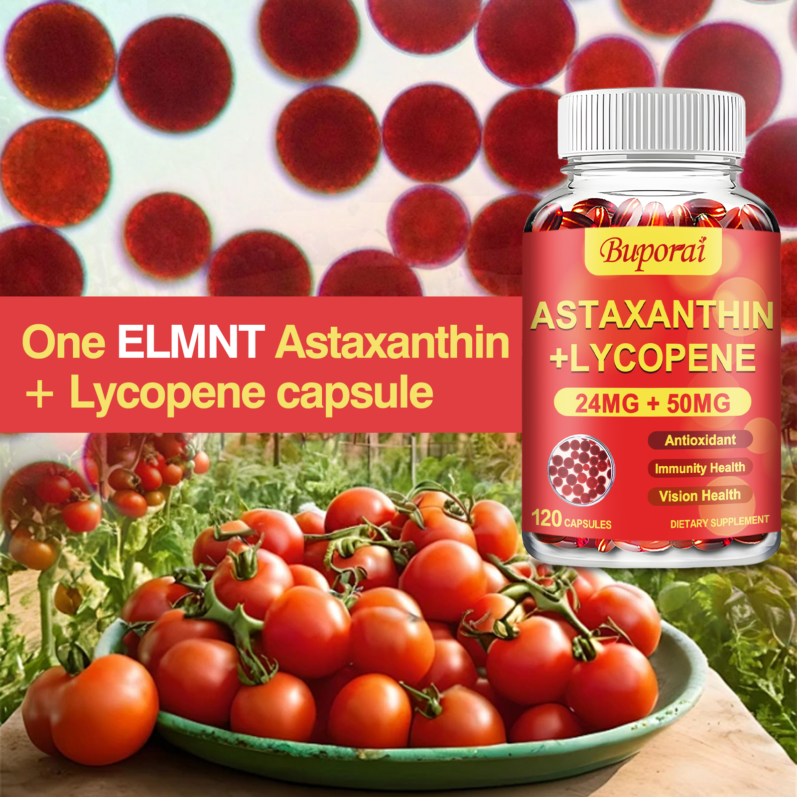 Astaxanthin +Lycopene – Support Eye & Heart Health, Immune Support, Antioxidant