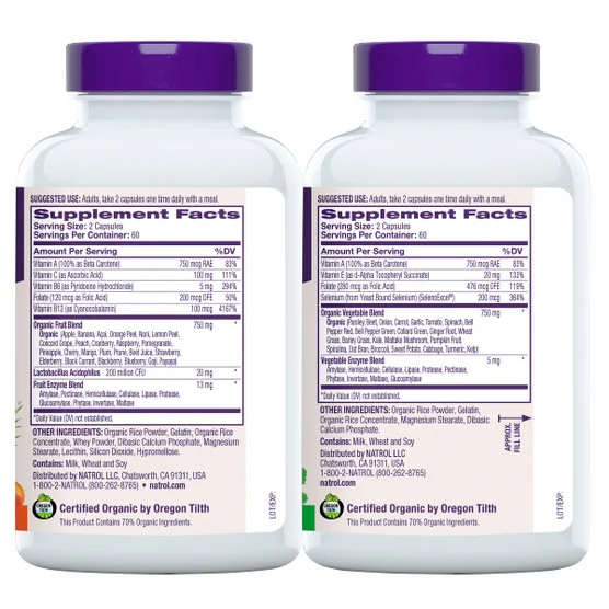 Natrol JuiceFestiv Daily Fruit and Veggie, 240 Capsules – EXP 10/31/26