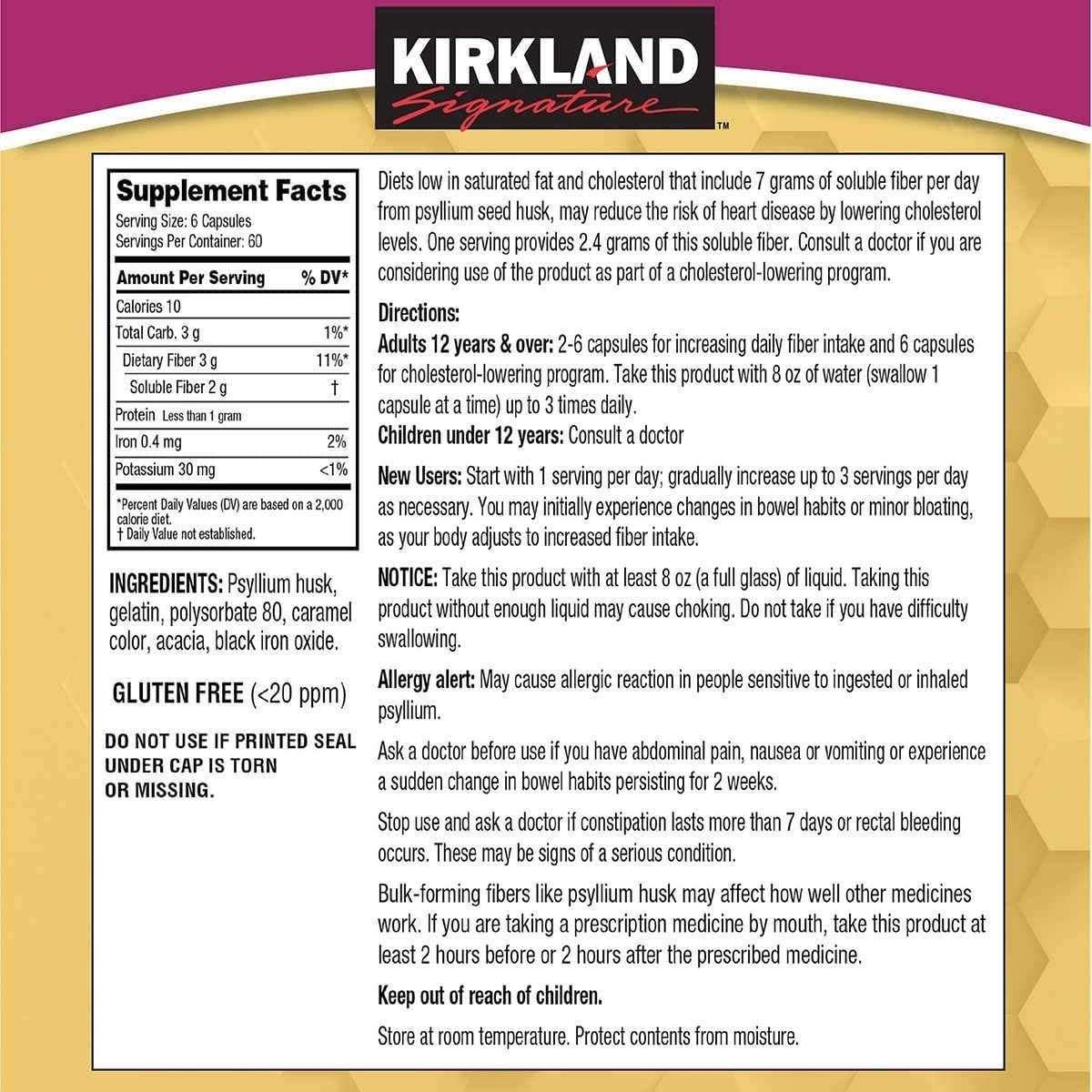 Kirkland Signature Psyllium Husk Fiber Capsule 2×360 Count EXP 07/2028