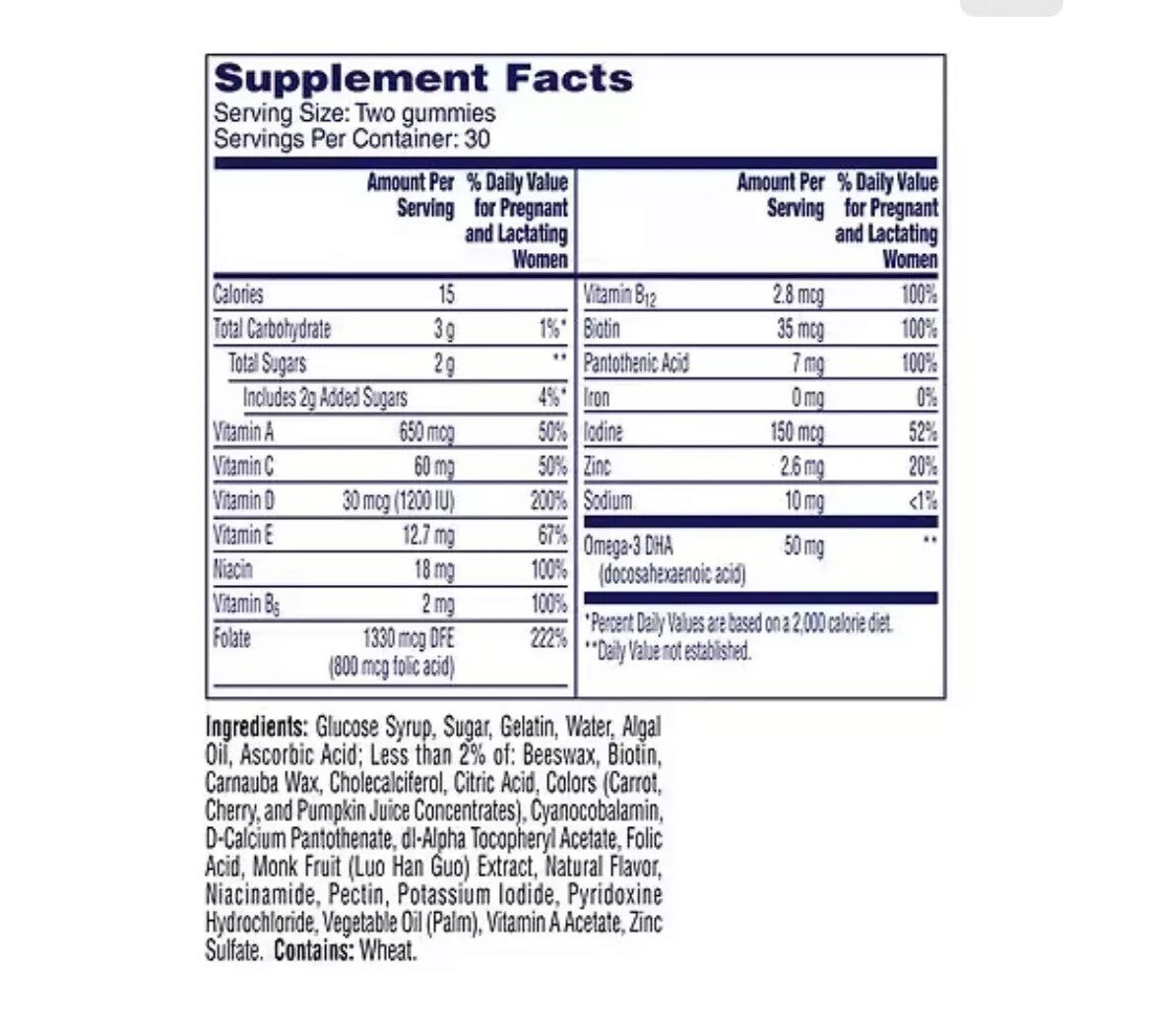 One A Day Women’s Prenatal Folic Acid 60 Gummies 12/2024