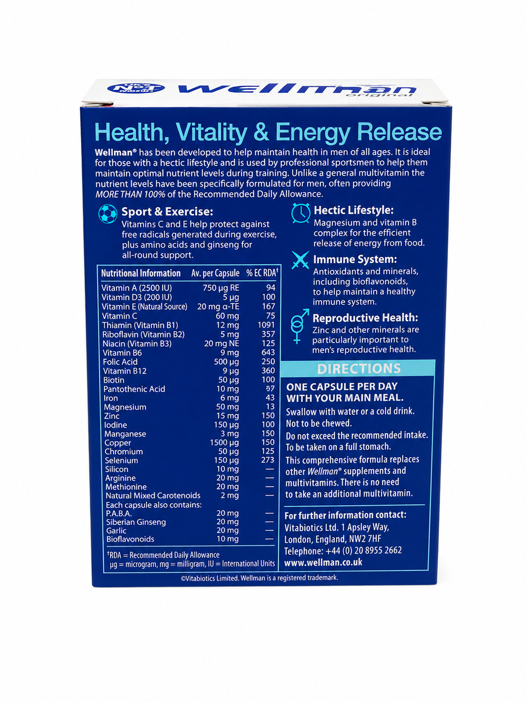 Vitabiotics Wellman Original 30 Capsules