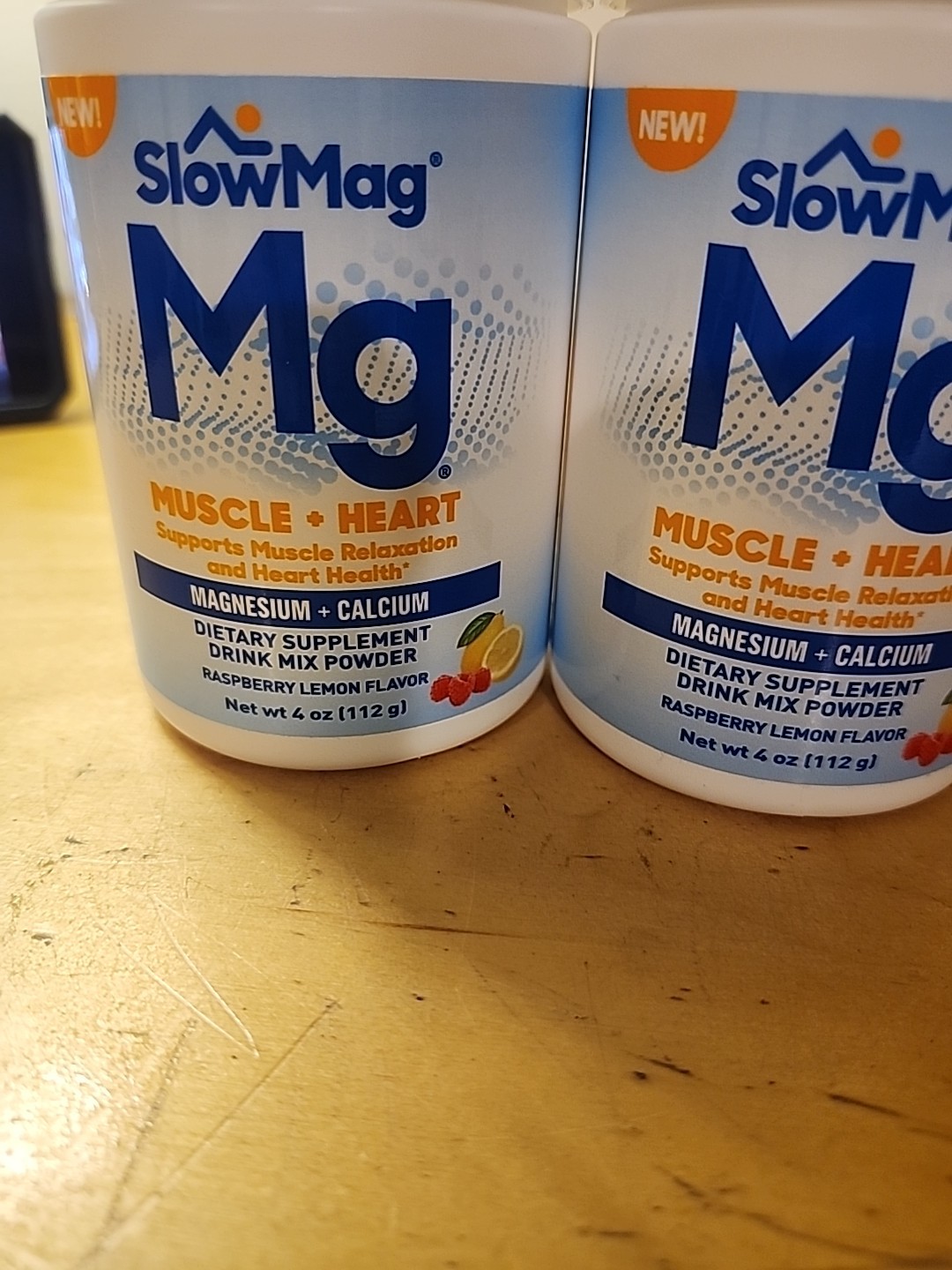 2xMG SlowMag DRINK MIX Magnesium Calcium 4oz MUSCLEHEART Raspberry Lemon 10/2025
