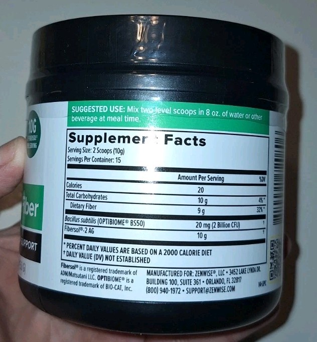 Zenwise Daily Prebiotic Fiber 10g Fiber per Serving Probiotics Gut Health 5.29oz