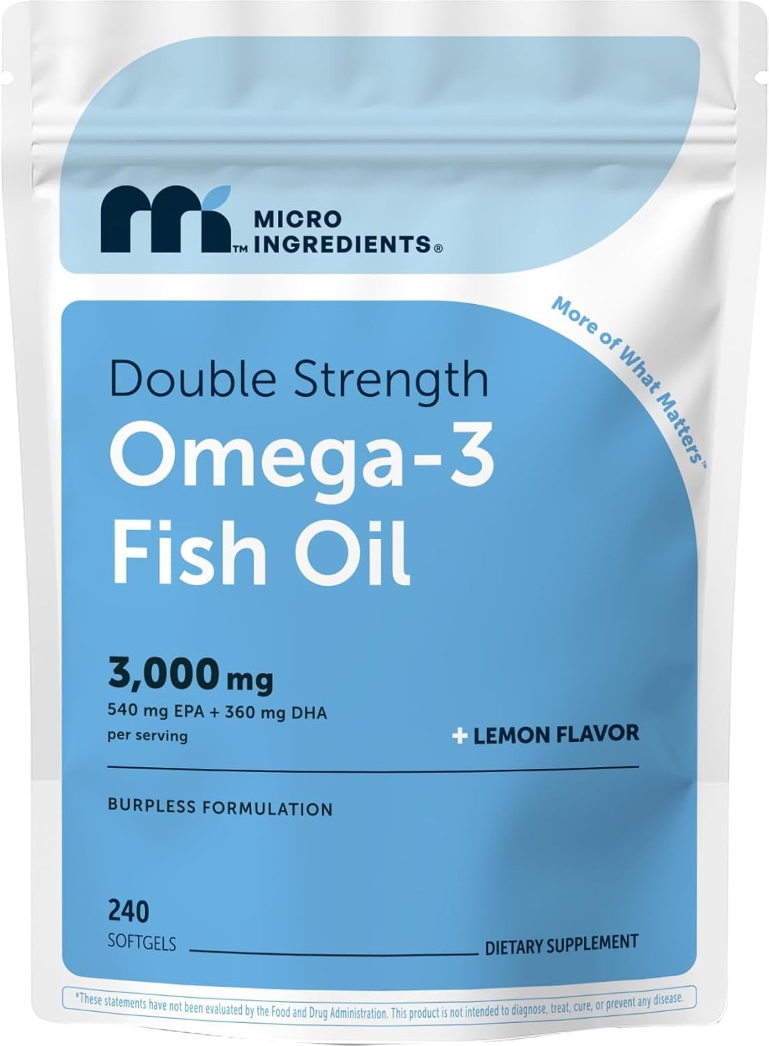 Omega 3 Fish Oil Supplements 3,000mg Per Serving, 240 Softgels | Lemon Flavor…