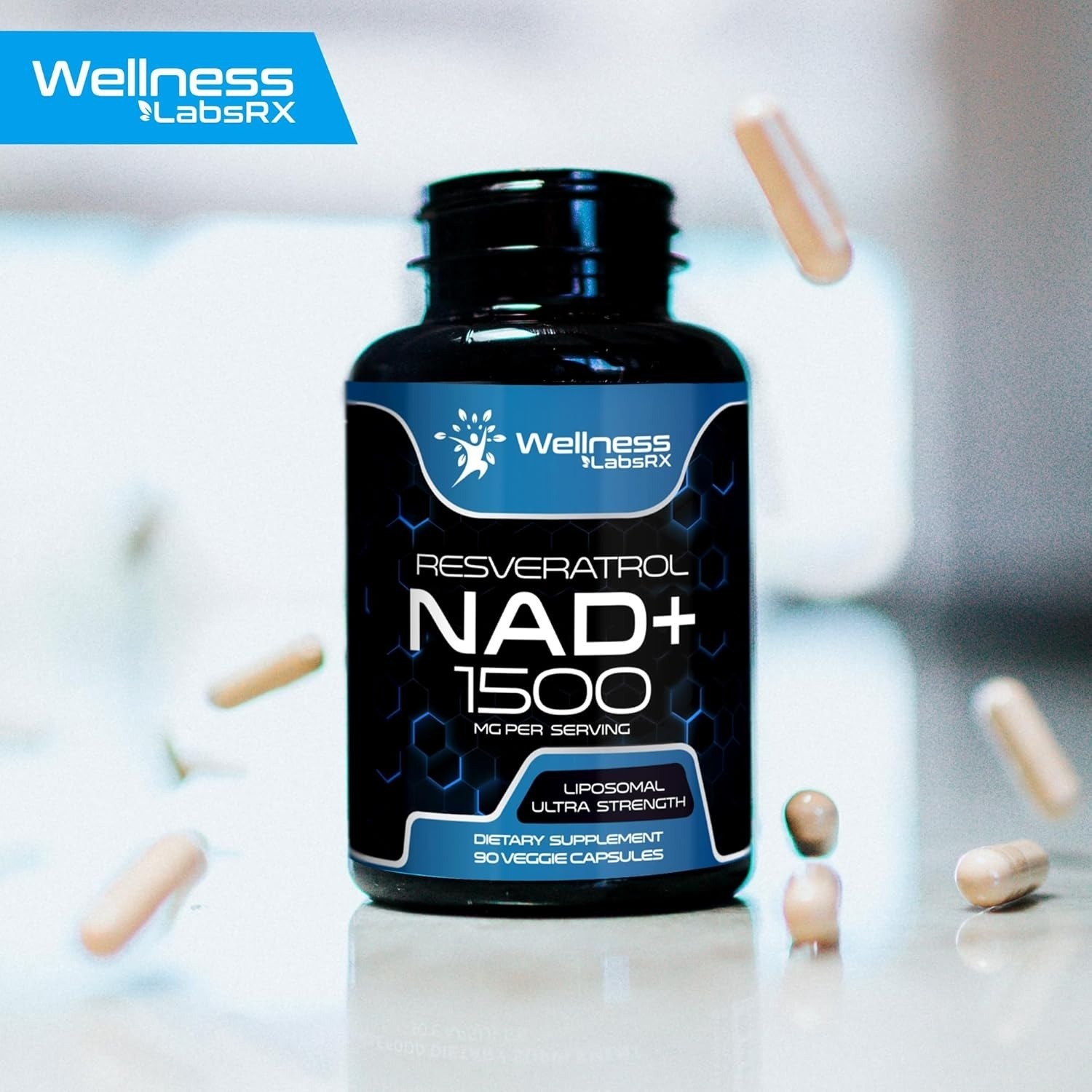 NAD+ Supplement 1500mg with Resveratrol | Cellular Health & Energy | 90 Caps