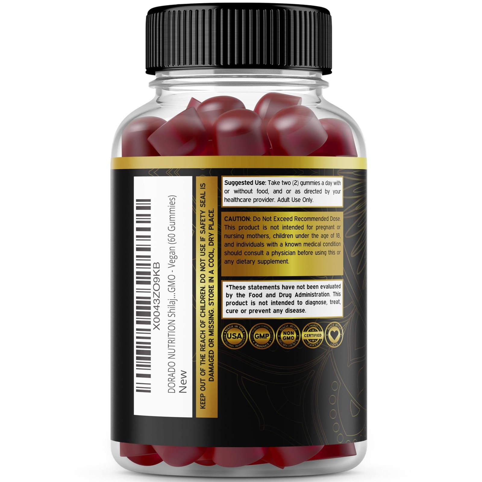 Shilajit Gummies For Men & Women (High Potency Gold 60 Count (Pack of 1)