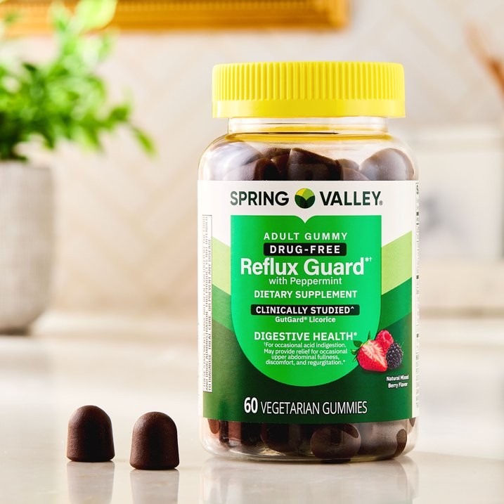 Spring Valley Reflux Guard Peppermint Mixed Berry Gummies, 60 Count