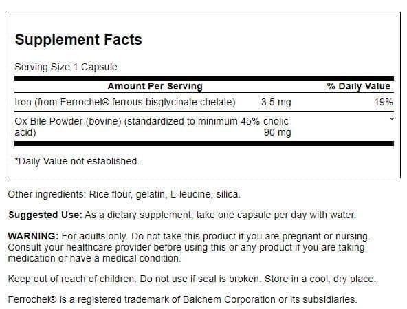 Ox Bile Supplement 90 mg – Digestive Health Support – 60 Capsules (2 Pack)