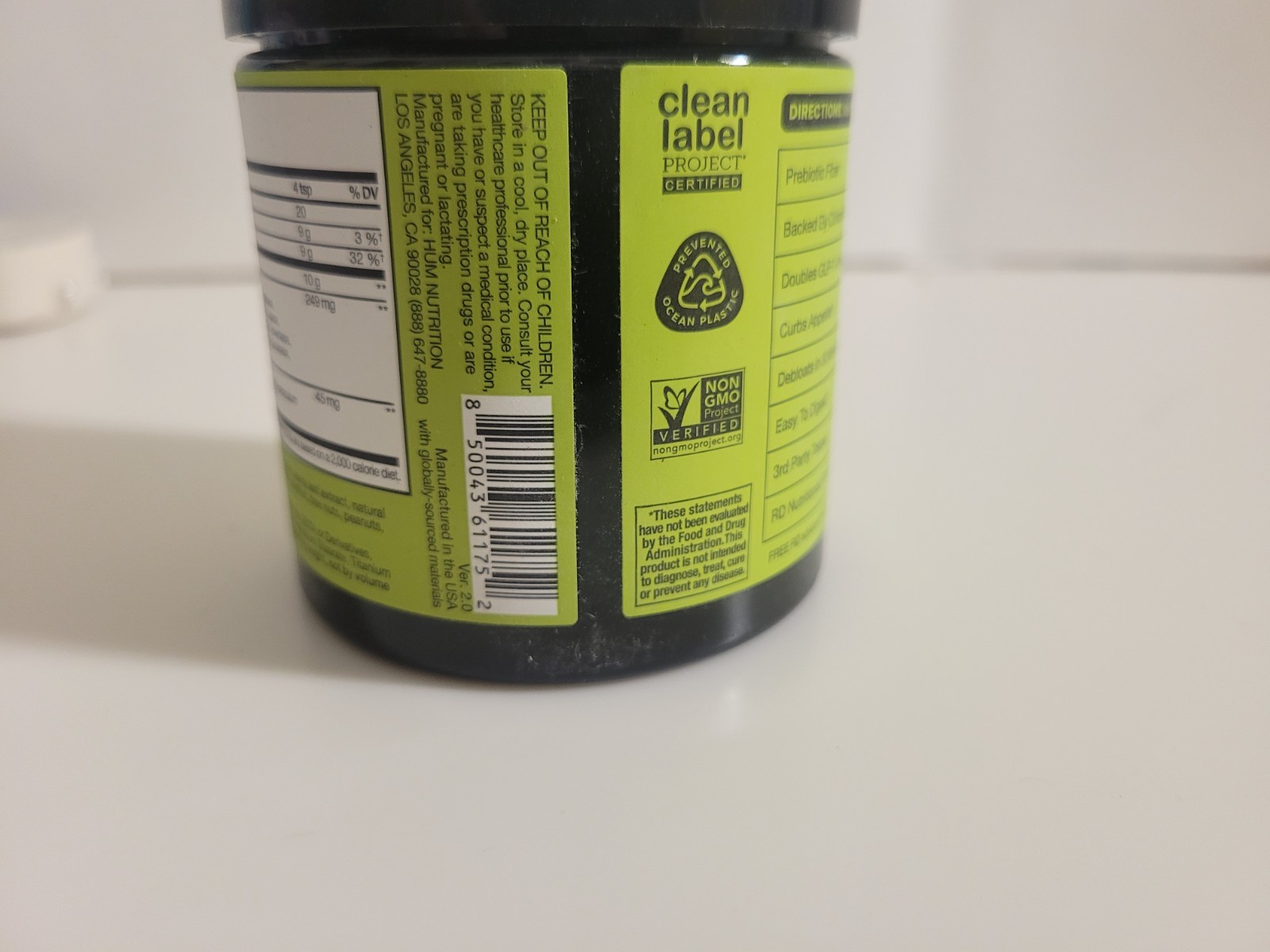 HUM Flatter Me Fiber, Dietary Supplement Prebiotics Strawberry Lemon 4oz.
