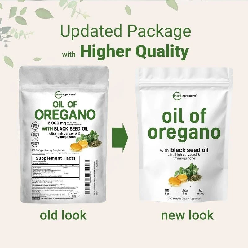 Micro Ingredients Black Seed Oil 6,000mg with Oil of Oregano, 300 Softgels