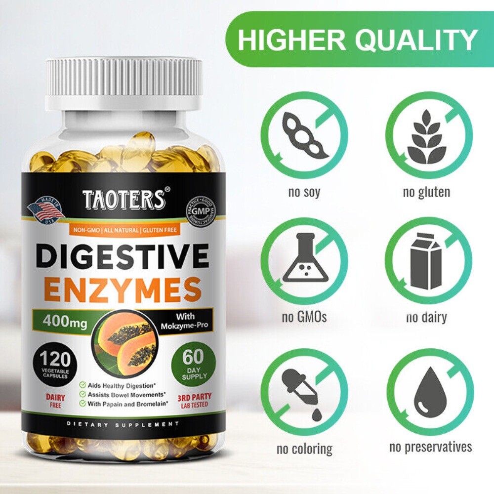 Digestive Enzyme Complex Premium Multi-Strain Probiotics with Papain & Bromelain
