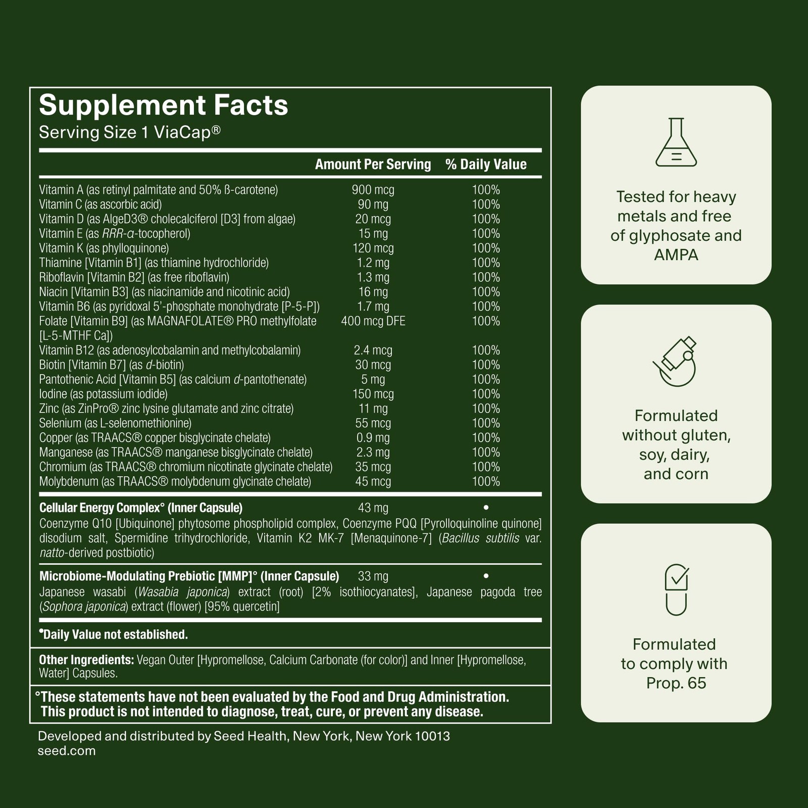 Seed DM-02 Daily Multivitamin – 100% DV Essential 30 Count (Pack of 1)