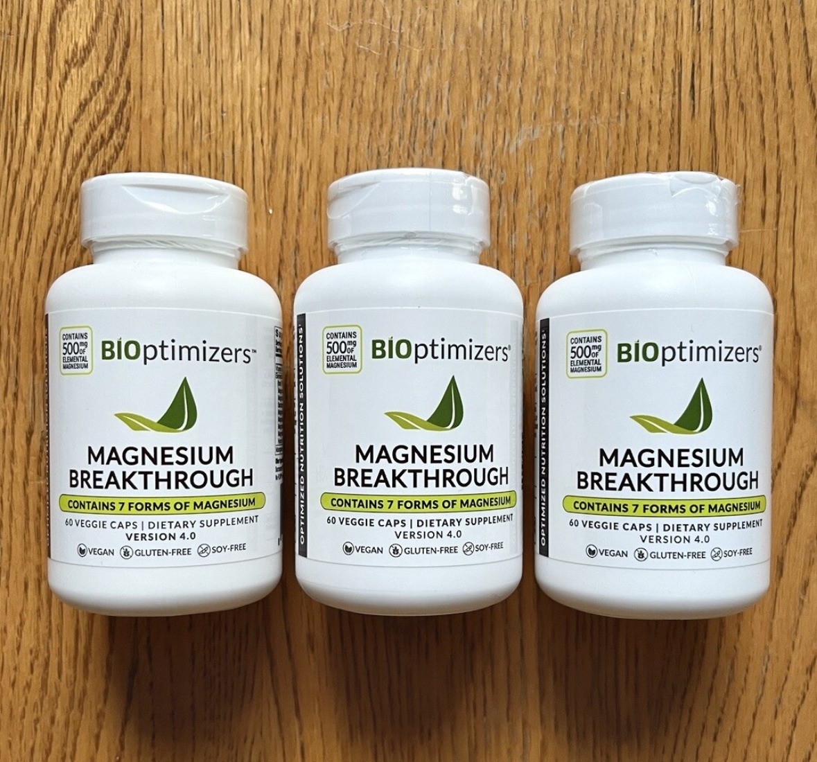 3 Breakthrough Magnesium pack-Bioptimizers all 7 essential forms, 60 capsules