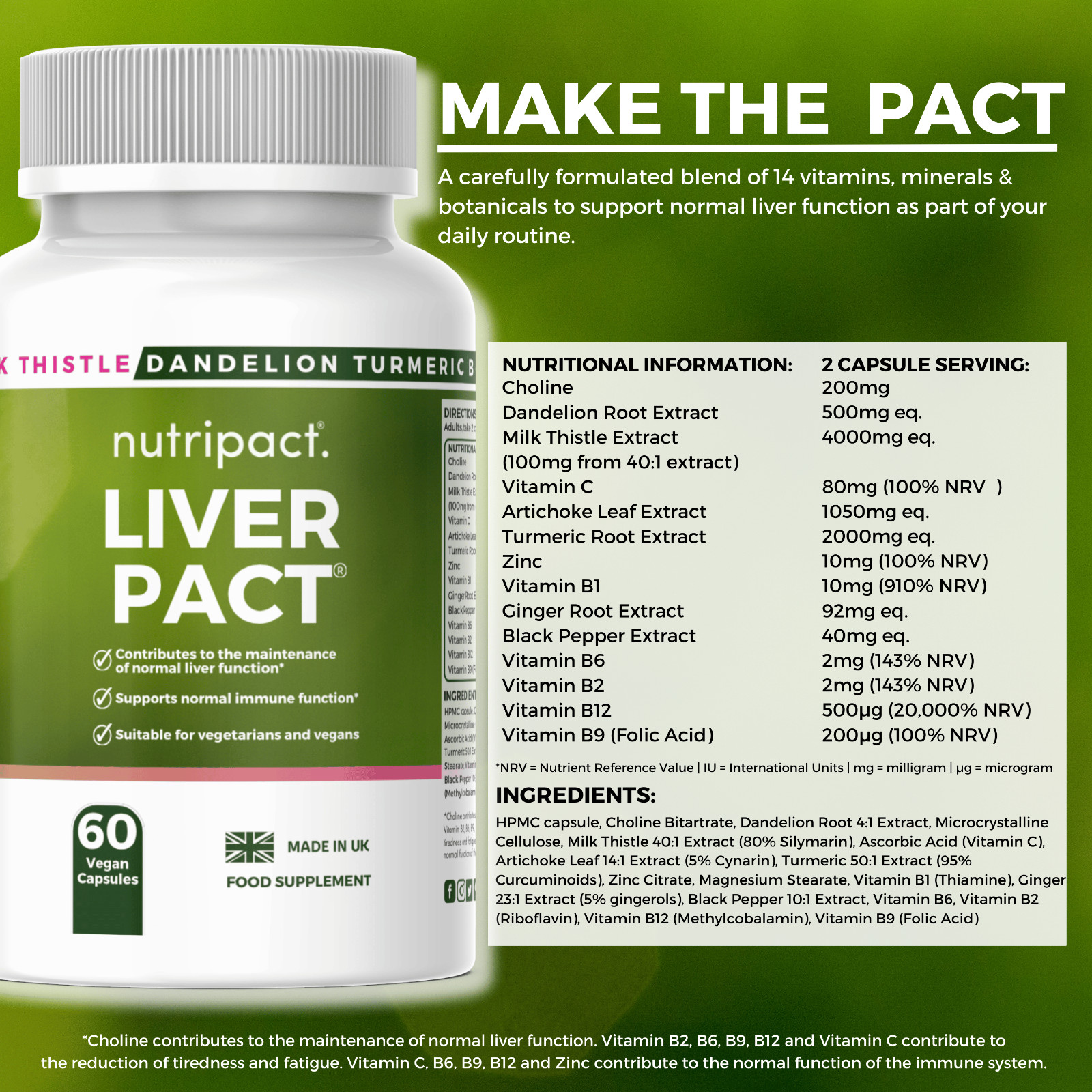 Milk Thistle Complex Capsules – 14 in 1 – Detox & Cleanse – UK Vegan Liver Pact