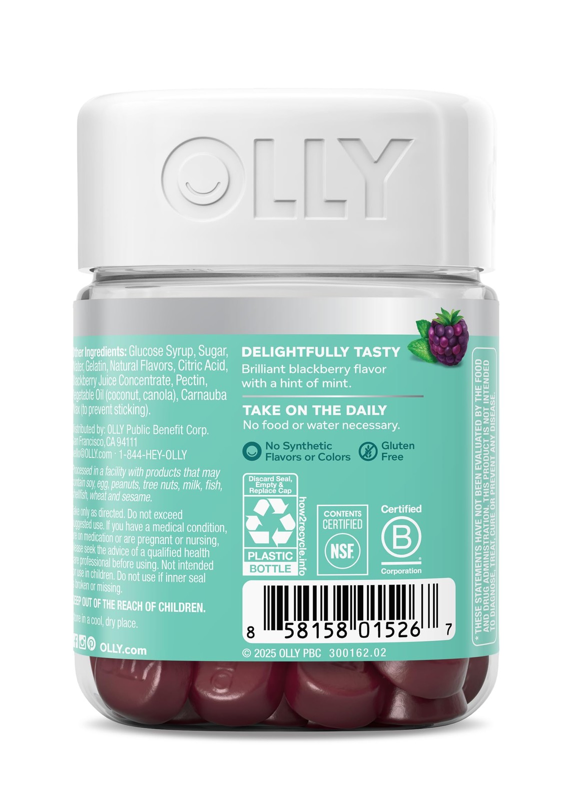 OLLY Flawless Complexion Gummy, Clear and Healthy 50 Count (Pack of 1), Brown