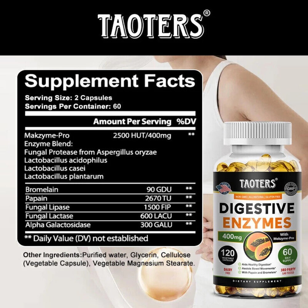 Digestive Enzyme Complex Premium Multi-Strain Probiotics with Papain & Bromelain