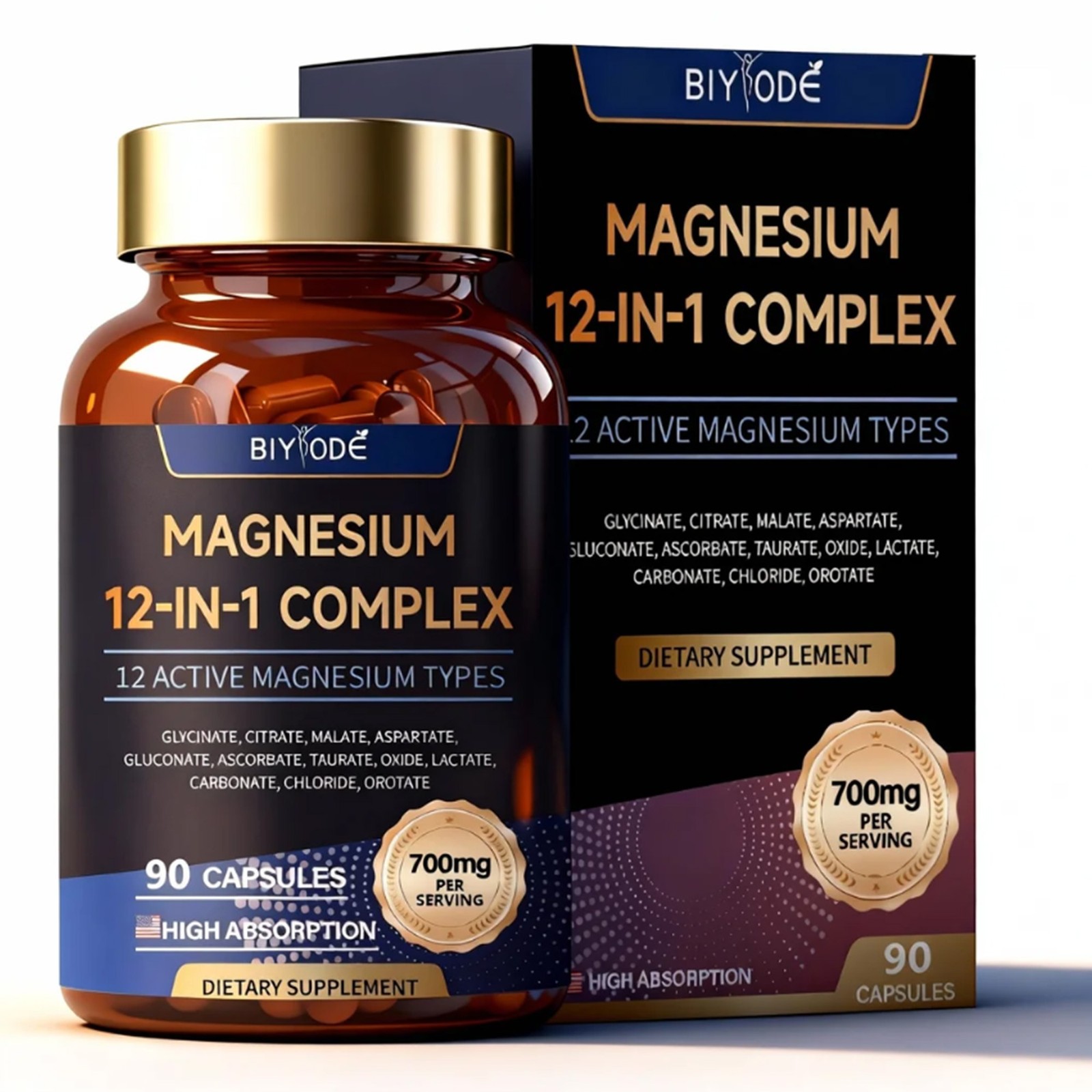 Magnesium 12 Complex 1 in 700mg – Dietary Supplement 90 Capsules