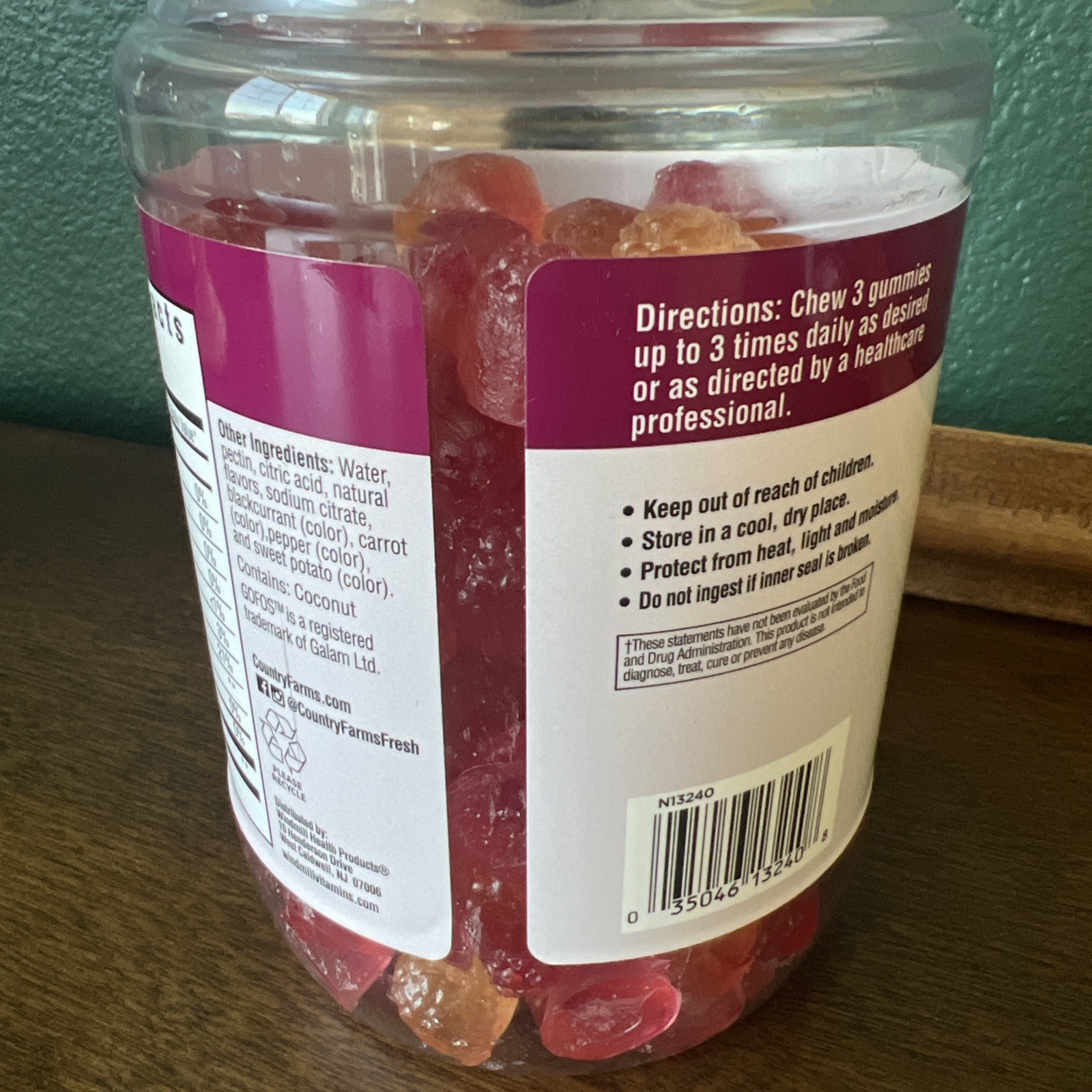 Country Farms Fiber Care 240 Prebiotic Fiber Gummies Mixed Fruit EXP 01/28